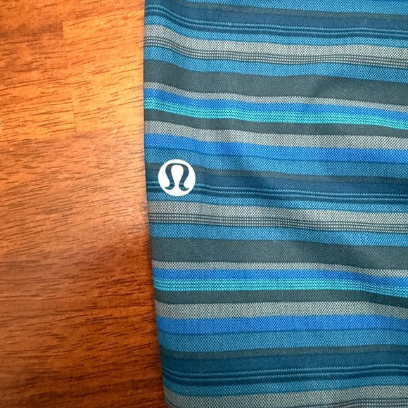 Lululemon Mens Board Shorts Striped Size 38 Blue Gray Athletic Swim - Picture 6 of 9
